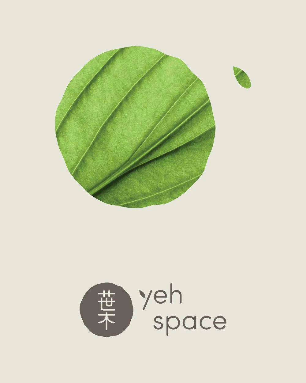 Yeh Space brand manual cover: a round leaf motif above the Yeh Space logo